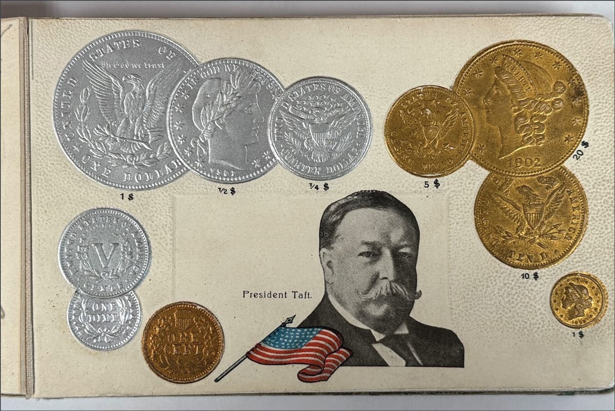1908 postcard album: USA card with President Taft