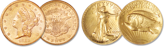 [photo: Liberty Head Double Eagle, Saint-Gaudens Double Eagle]