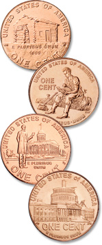 Lincoln Head Cent, bicentennial reverses: Birthplace, Formative Years, Professional Live, Presidency