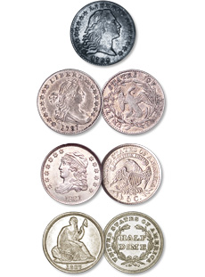 silver half dime designs