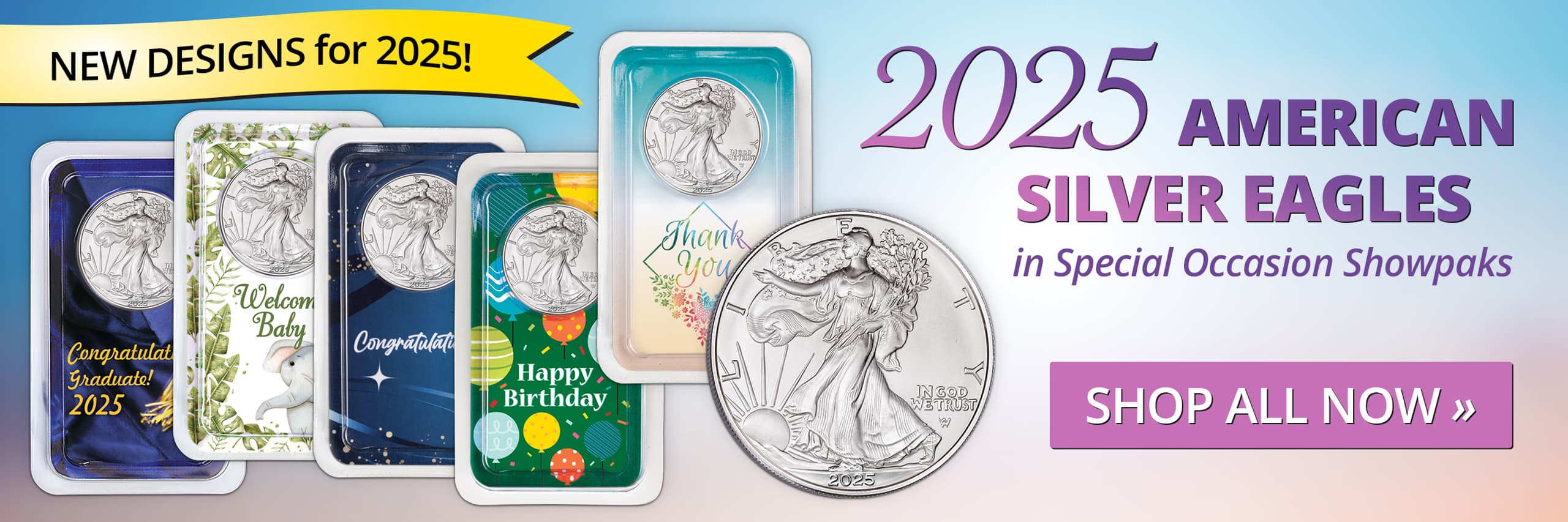 2025 American Silver Eagles in special occasion showpaks - Buy Now